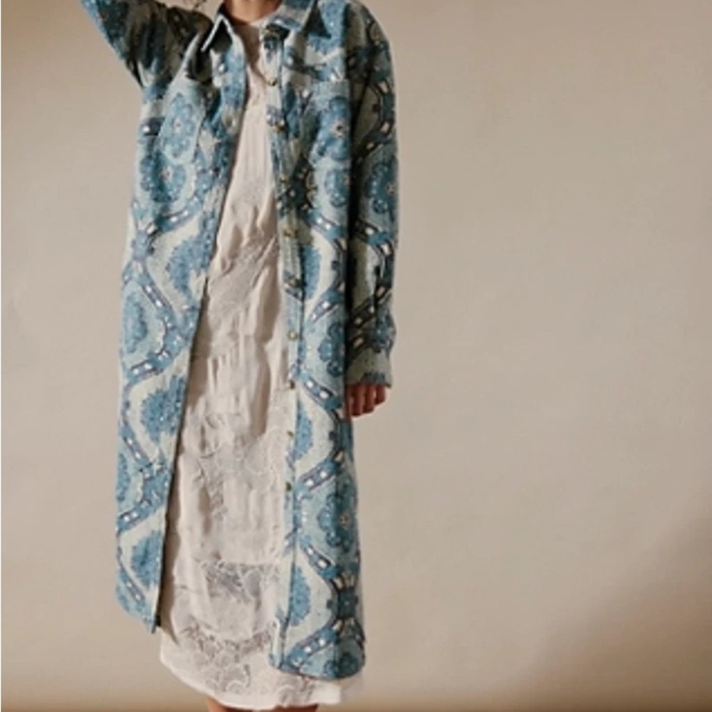 We The Free Brick Lane Jacquard Maxi Shirt Jacket - Picture 3 of 10